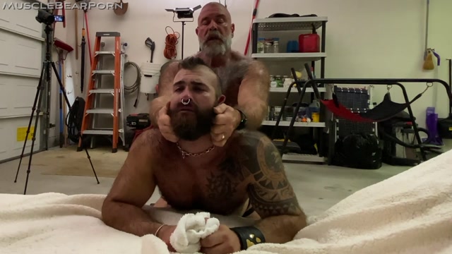 Hairy Daddy Fucks His Boy on Garage Floor