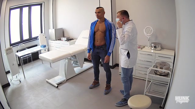 young man sees the doctor for a mandatory physical exam