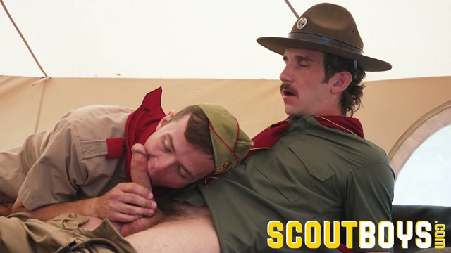 bashful scout sucks leader's impressive dick