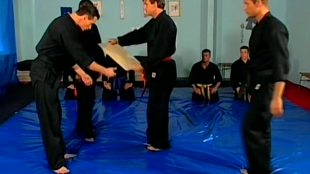 two karate classmen fuck a third on the mats