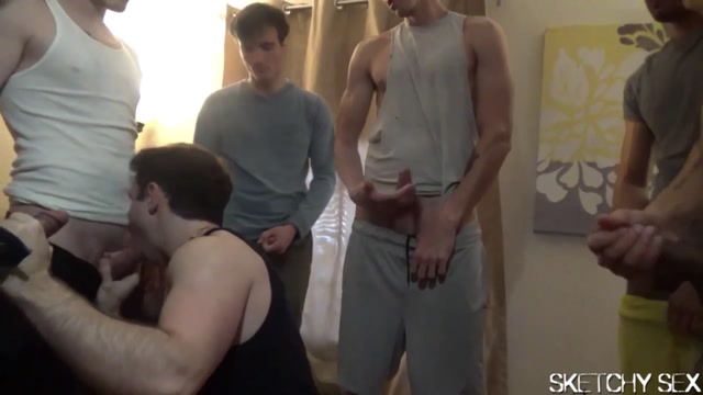 cocksucker gagging & drooling all over college guy's cock