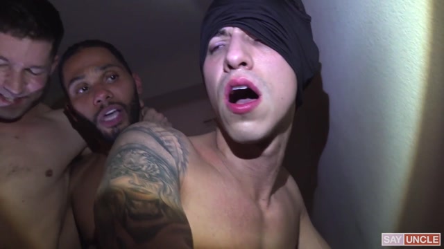 Burglar Surprised by Three Naked Studs & They Gang Bang His Ass