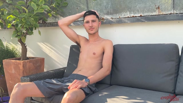 Handsome Stud with Long Hairy Legs Jacks Off Outside