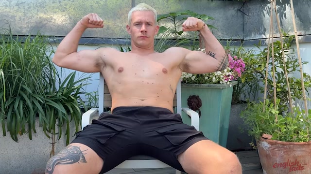 Blond Straight Rugby Player Flexes Bare-Chested in His Kit