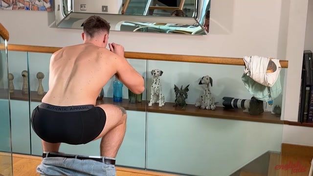Good-Looking British Hunk Does Squats in His Underwear