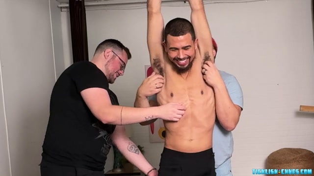 Naked Man Strung Up & Tickled by 2 Others