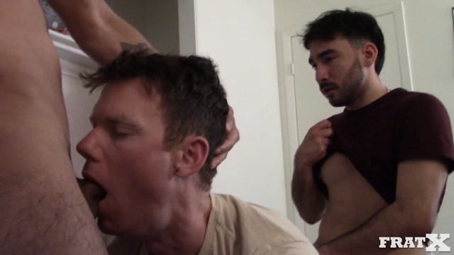 Pledge on All Fours in His Room Taking 3 Hard Cocks