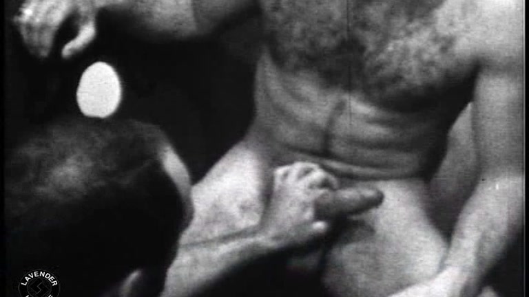 Vintage film with muscle daddy in gloryhole sex