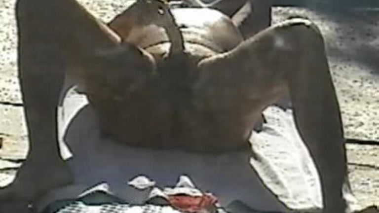 Mature man jerks off on the beach