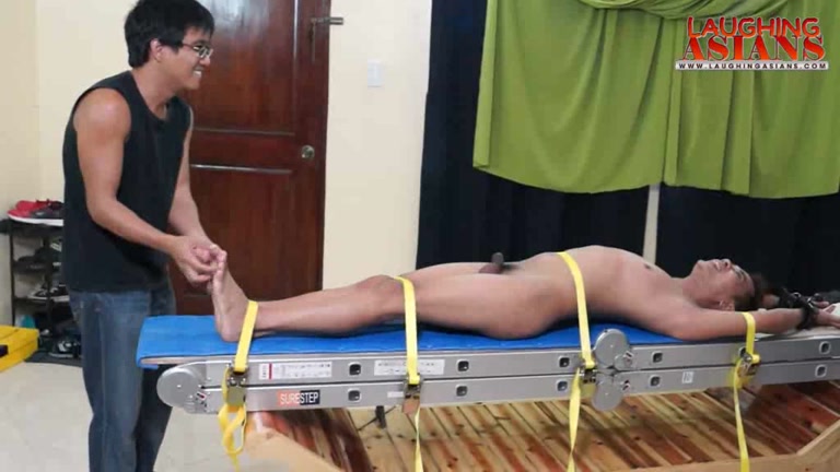 Asian Guy Tied Down and Tickled