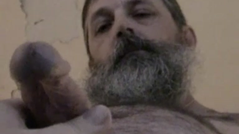 bearded redneck truck driver cums on belly