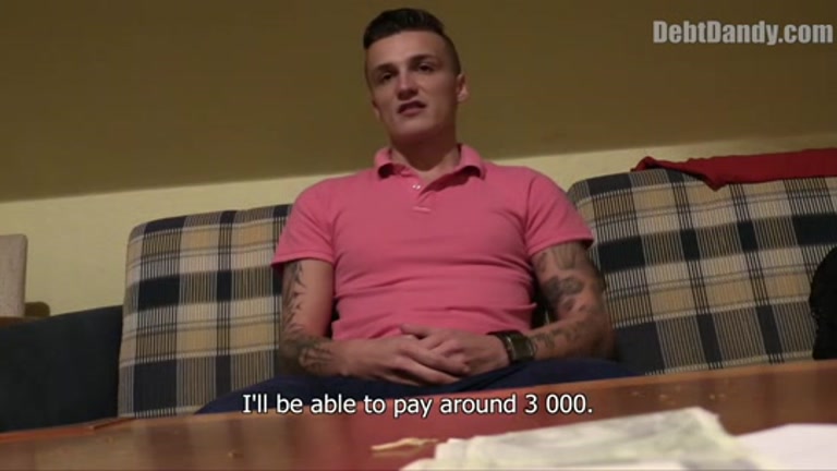 sexy lad in pink shirt does dirty things for money