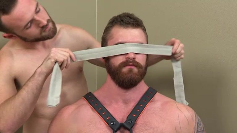 bearded hunk caspar blindfolded and blown