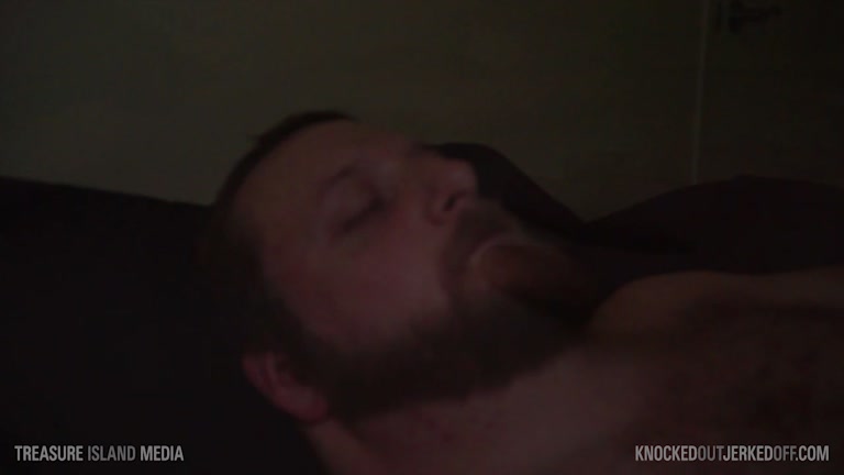 bearded man passed out and jerked off