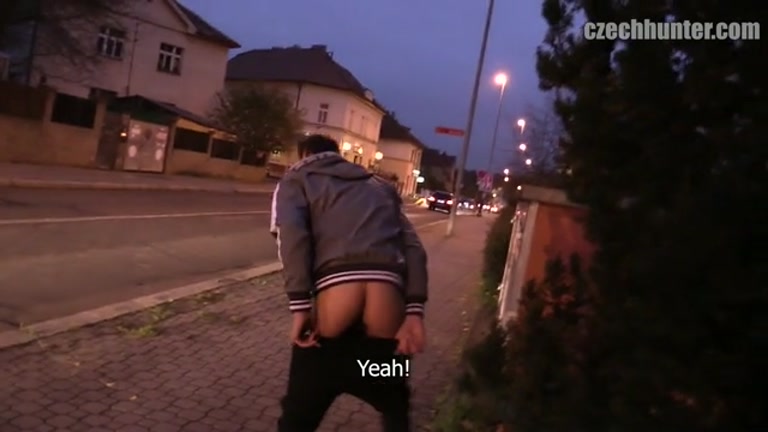 czech guy shows his cock and ass outside and then ... 