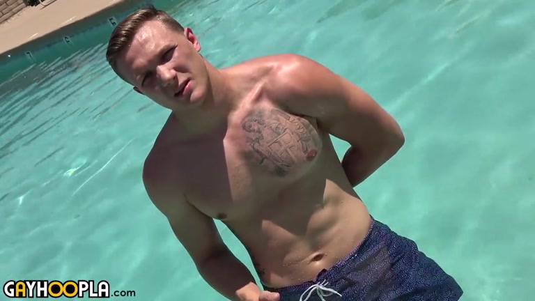 blond jock strokes his huge cock in first video