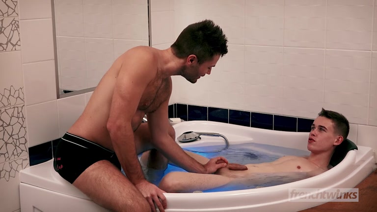 hunky guy fucks twink roommate for hogging the bathroom