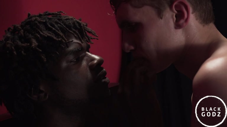 Black Hunk Feeds White Boy his Thick Cock