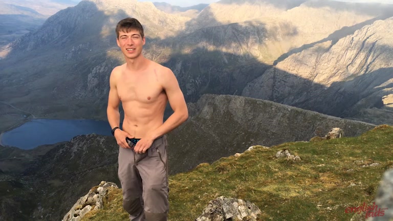 uncut brit strokes his cock in the mountains