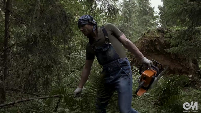 Horny Lumber Jack Puts Down Chain Saw & Grabs His Dick