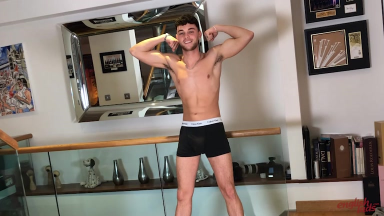 Toned Footballer Flexes Biceps Before Wanking Off