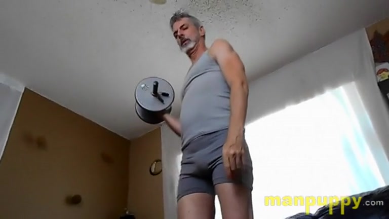 Grey-Haired Man Discovers He's Been Watching While Working Out