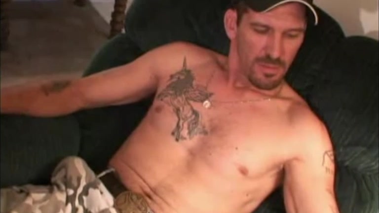 Redneck with Unicorn Tattoo Jacks Off in First Video