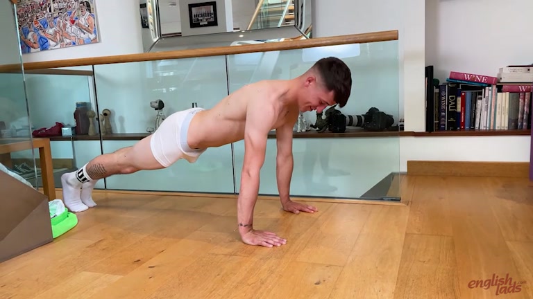 Handsome & Sporty Lad Does Push-Ups in Underwear