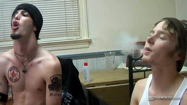 Boys Blowing Smoke Rings While Stroking Off