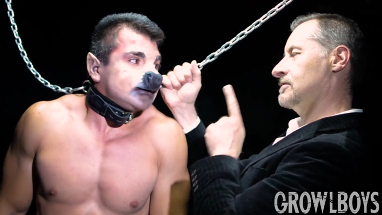 Man Chains Boy in Dog Mask Before Playing with His Cock