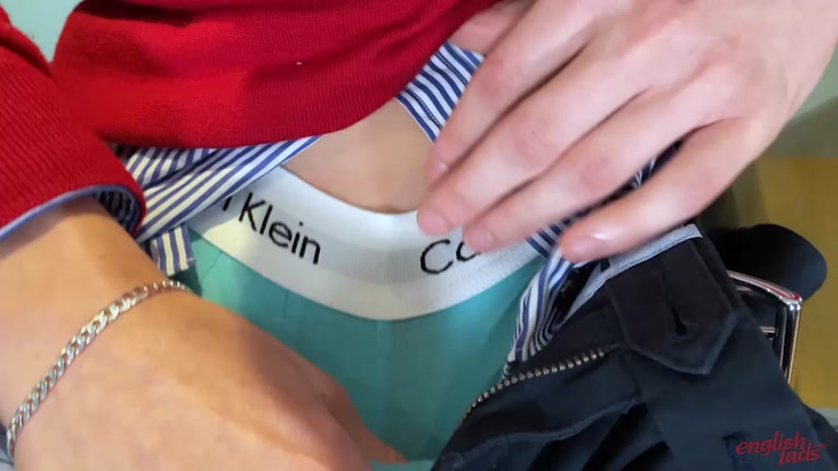 Cute Blond Brit Teases with a Peek Down His Underwear