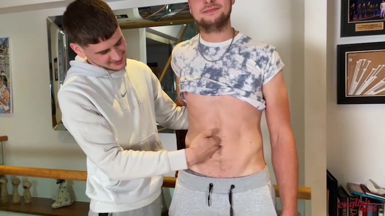 Horny Brit Rubs Straight Stud's Chiseled Abs & Grabs His Bulge