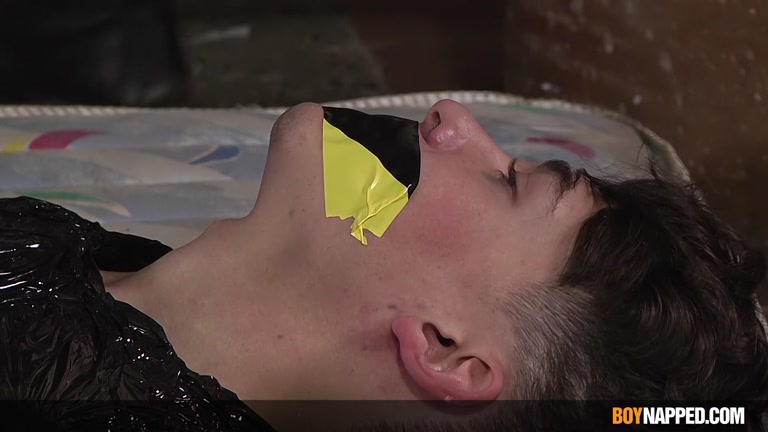 Twink Duct-Taped on Old Dirty Mattress Gets His Dick Milked