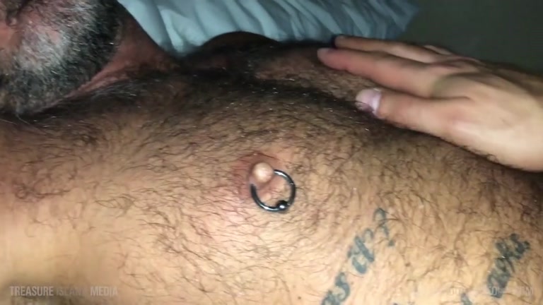 sexy inked daddy gets his pierced cock stroked