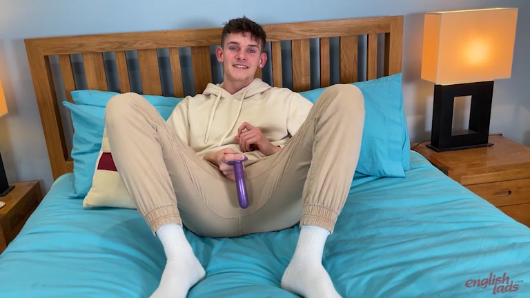 British Jock Strips to Underwear & Throws Socked Feet in Air