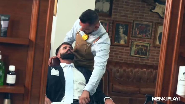 Hunky Barber Gropes Man in His Chair and Then ...