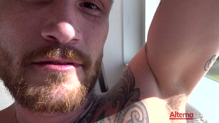 Tatted Ginger with Big Heavy Balls Masturbates