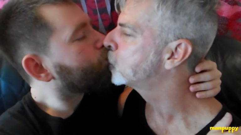 Daddy and Bear Cub Kiss