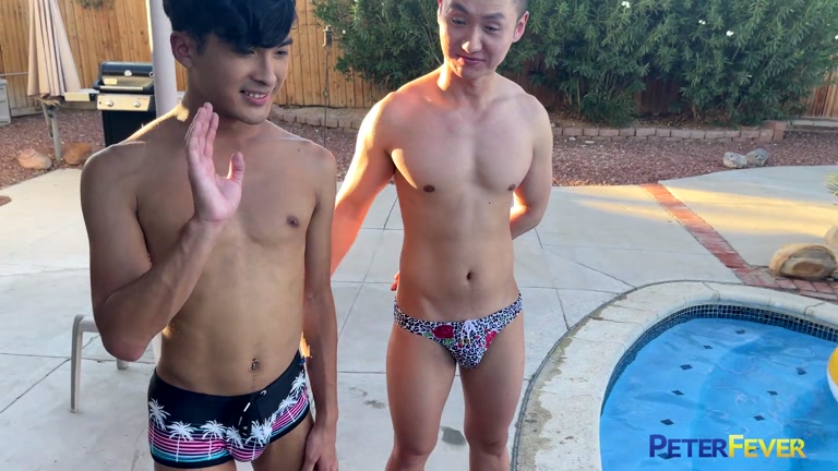 asian twink rams dick into latin boy at pool party