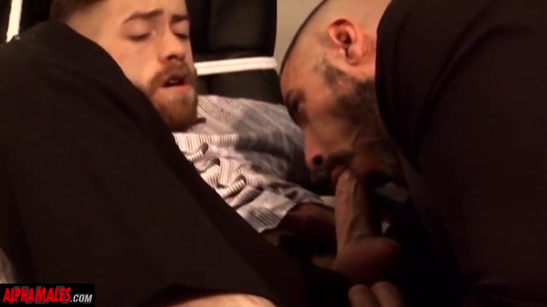 bearded man sucks boss' cock to save him job