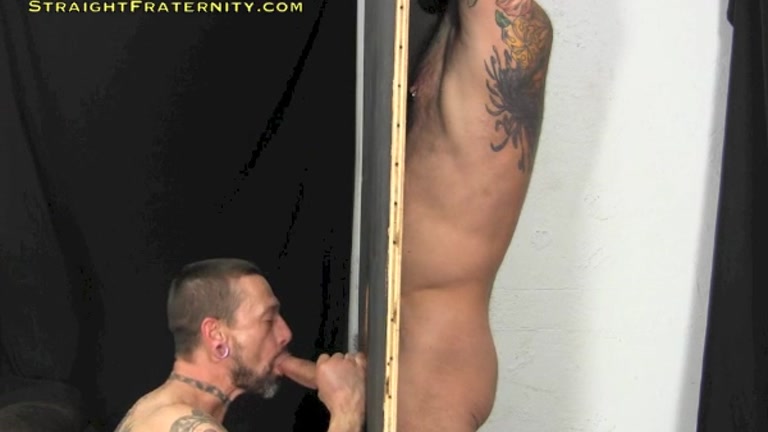 man shoots huge cum load on guy's tongue at glory hole