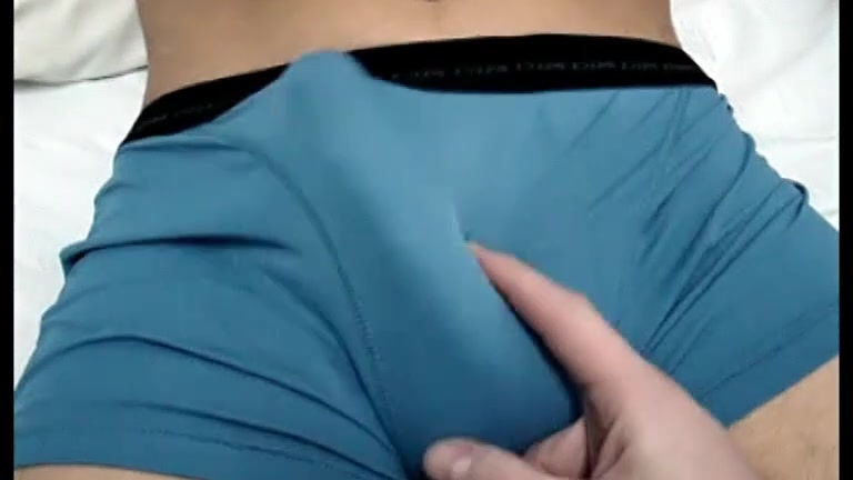 straight boy in underwear develops wet spot when touched