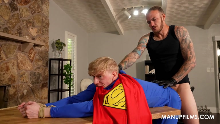 blond superman takes a big cock up his ass