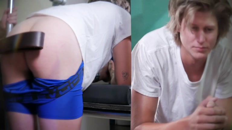 18-year-old blond gets 2 spankings in a row