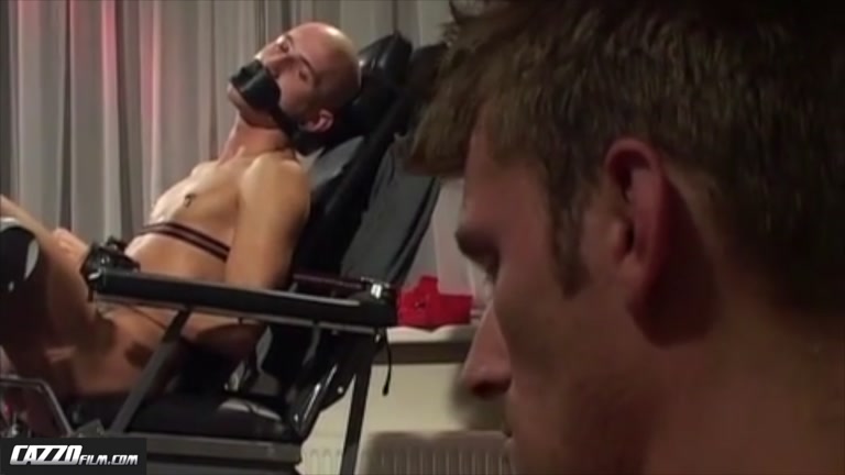 gagged bald stuff forced to watch his dom jacking off