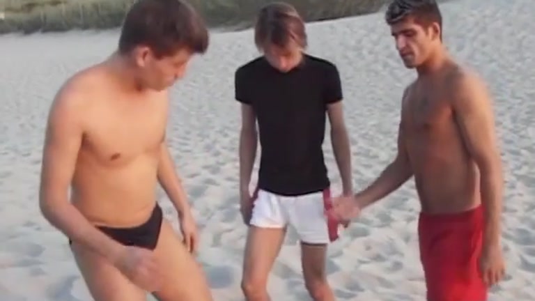 two gay friends meet a horny guy on the beach