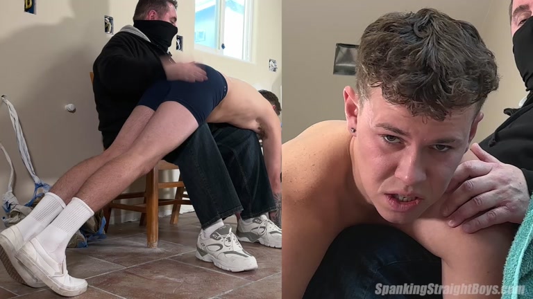 Straight Boy Gets Bare Bum Spanked with Wooden Spoon