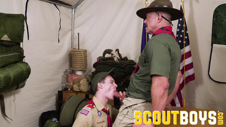 Scout Gumps His Scout Master's Big Dick in their Tent