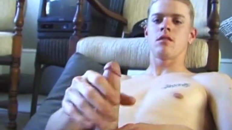 Blond Lad Strokes His Cock with Great Skill & Expertise