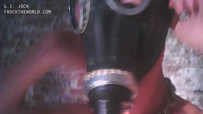 Kinky Stud in Gas Mask & Camouflage Jockstrap Puckers His Exposed Hole